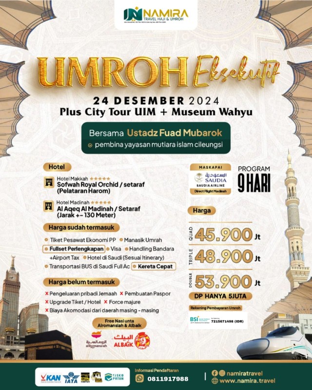 Umroh Eksekutif Akhir Desember Plus City Tour Uim Museum Wahyu